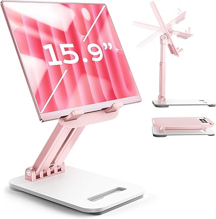 LISEN for iPad Stand Tablet Holder for Desk- Foldable The Office Gifts for Men Women Desk Accessories Readers, Bed Home Gadgets Portable Monitor Stand for iPad a16 Accessories Tablet Fire HD 4-15.9"