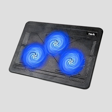 havit HV-F2056 15.6"-17" Laptop Cooler Cooling Pad - Slim Portable USB Powered (3 Fans), Black/Blue