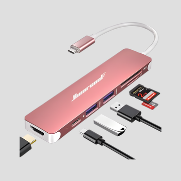 Hiearcool USB C Hub for MacBook – 7-in-1 USBC Adapter with 4K HDMI, 100W PD, USB 3.0 5Gbps Ports, SD/TF Card Reader – USB-C Dongle for Office, Meetings, Travel & Home Setup-Space Grey